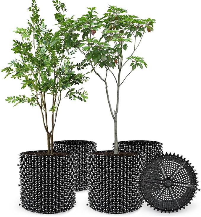 Air Pruning Containers, 14 Gallon Air Pruning Planters, Plastic Pots for Plants, Large Plant Pots, Fruit Vegetable Garden Self-Planting Planters, Size 16"x16", Black, 10P