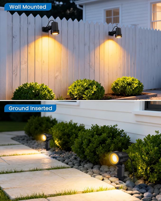 ZZXX 3W Low Voltage Landscape Lighting with Connectors LED Landscape Spotlights Waterproof Low Voltage Landscape Lights 2700K Warm White Spot Lights Outdoor for Tree Garden Yard Pathway, 4 Pack