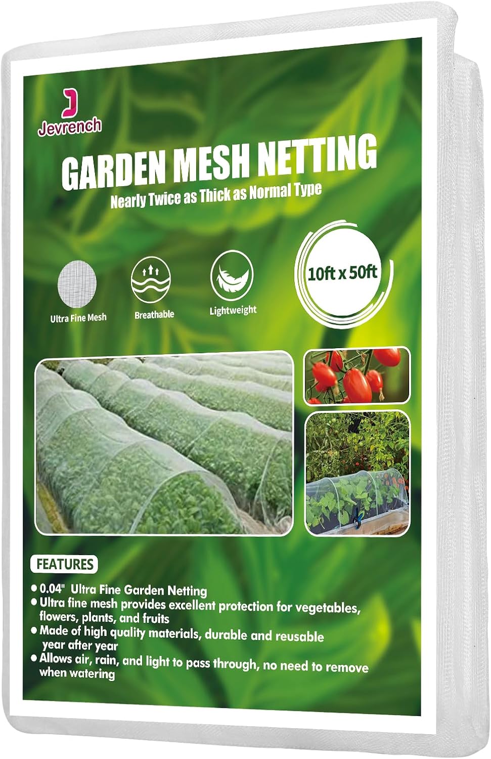 jevrench 10 x 50 ft garden netting row, main product view