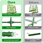 Cucumber Trellis for Raised Bed, U-Shape Garden Trellis for Climbing Plants Outdoor, Metal Arch Trellis for Vegetables, Plant Support for Tomato, Pea, Zucchini(63" L×30" W×47.2" H-Large)