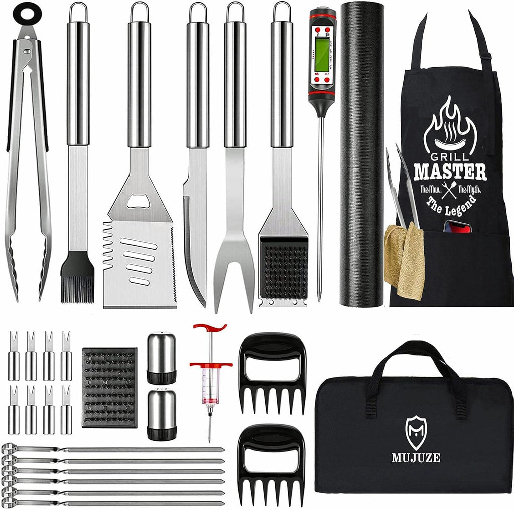 BBQ Grill Accessories Set for Ourdoor,Grilling Set for Men | Barbecue Tool Sets,BBQ Gifts for Men,31PCS Grilling Gifts for Men,Grilling Accessories with Apron for Dad
