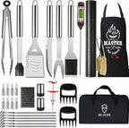 BBQ Grill Accessories Set for Ourdoor,Grilling Set for Men | Barbecue Tool Sets,BBQ Gifts for Men,31PCS Grilling Gifts for Men,Grilling Accessories with Apron for Dad