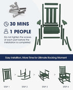 KINGYES Oversized Outdoor Rocking Chair, All-Weather Patio Rocking Chairs for Porch, HDPE Outdoor Patio Rockers with High Back & Wide Seat for Garden, Lawn, Green