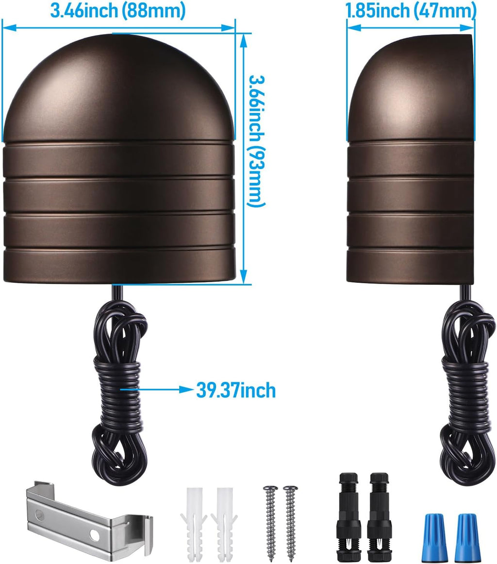 LEONLITE 12-Pack 5CCT Low Voltage LED Deck Lights, 250LM Ultra Bright | 1800K/2700K/3000K/4000K/5000K, CRI90, 12-24V AC/DC, Anti Glare Step Railing Light, Fence Down Light, IP65, Oil Rubbed Bronze
