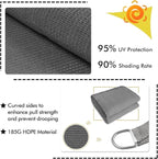 KANAGAWA 16'X16' Dark Gray Custom Size Sun Shade Sail Square UV Block Canopy Cover for Patio Backyard Lawn Garden Outdoor (Customized Available)
