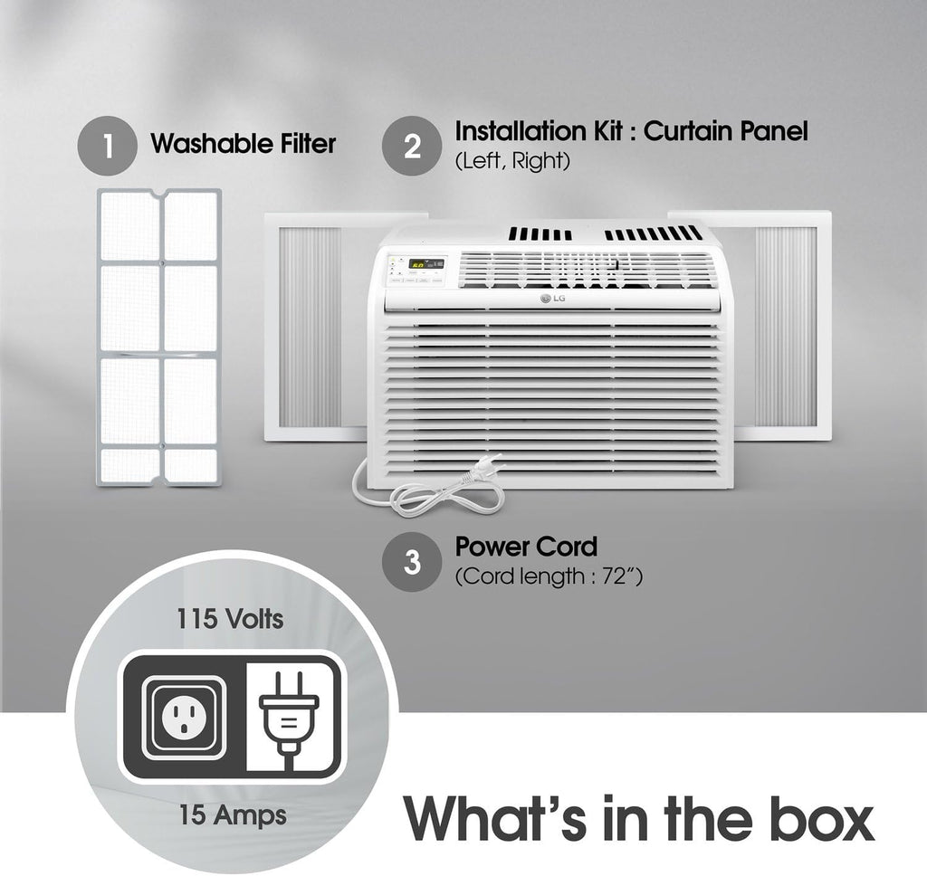 lg 6,000 btu window air conditioner, 115v, cools on a desk or shelf