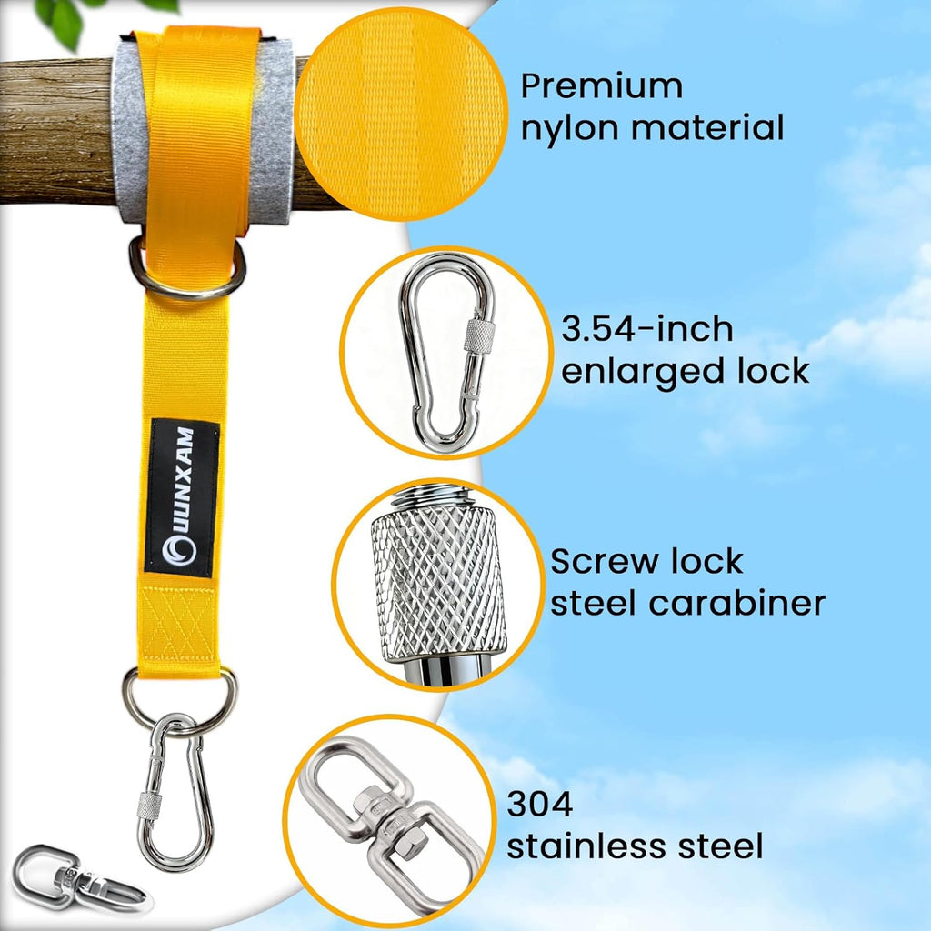 Tree Swing Hanging Kit-6.8ft Long Straps with Two Lock Carabiners&Tree Protectors,Tree Swing Straps Holds 5000 Lbs Breaking Strength-Easy&Fast Installation for All Types of Swings&Hammock