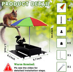 Squirrel Feeder with Umbrella Metal Squirrel Feeders for Outside Funny with Corn Cobs Durable Squirrel Picnic Table Feeder with Solid Structure Cute Chipmunk Feeder for Corn Peanuts