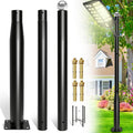 Street Light Pole 10 Ft, Outdoor Adjustable Metal Street Lamp Post for Solar Lights, Heavy Duty Exterior Lighting Pole with Rebar Cage for Backyard, Parking Lot, Patio