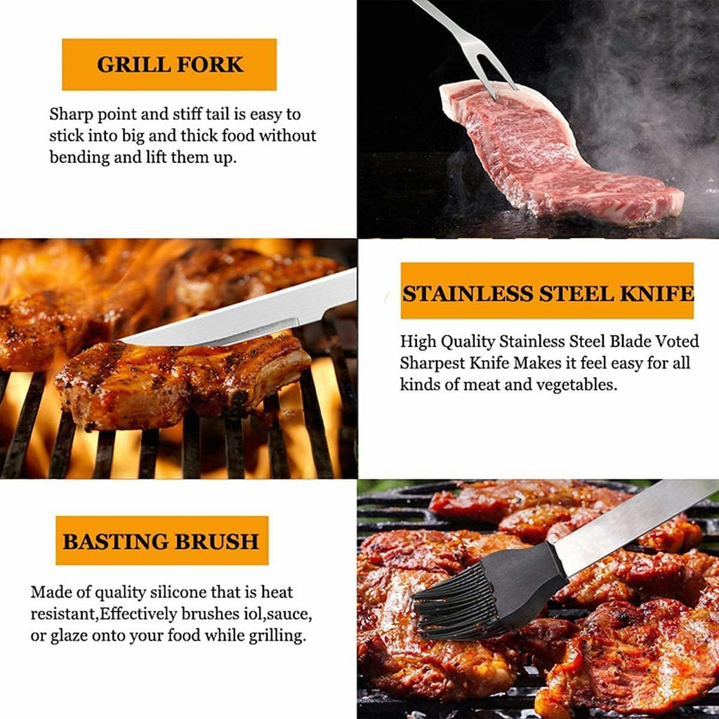 BBQ Grill Accessories Set for Ourdoor,Grilling Set for Men | Barbecue Tool Sets,BBQ Gifts for Men,31PCS Grilling Gifts for Men,Grilling Accessories with Apron for Dad