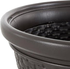 Suncast 6 Pack Decorative Wicker Garden Hose Holder Pot with 4 Drain Holes for 100 Foot Hoses, Java
