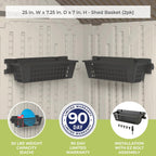 suncast 2-pack accessory baskets, resin organizers for shed on a desk or shelf