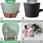 12/10/8 Inch Self Watering Pots for Indoor Plants Plastic Large Plant Pot for Outdoor Plants, Water Level Window & Spacious Reservoir Flower Pots Decorative Planter with Drainage and Tray (Green)