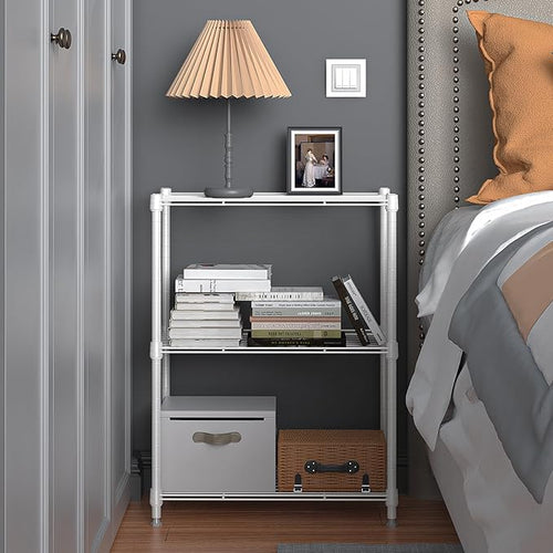 450 lbs Wire Storage Shelving 3-Tier Utility Shelving Unit Steel Organizer Wire Rack for Home,Kitchen,Office,White (11.8" D x 17.7" W x 26.4" H)