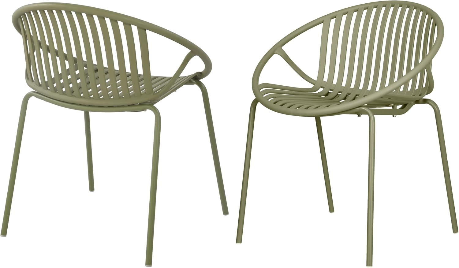 Christopher Knight Home Set of 2 Tita Modern Patio Outdoor Dining Chairs, Stacking Chair, Outside Dinner,Garden/Balcony/Poolside Stackable Accent Chairs,Metal Legs,Plastic Cutout Backrest, Green