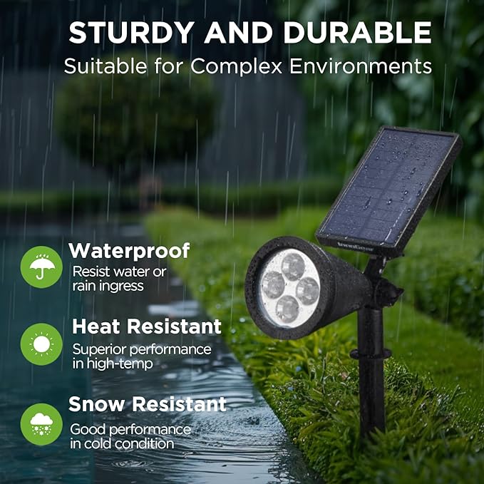 InnoGear Solar Lights Outdoor Waterproof Solar Garden Light for Outside Yard Landscape Lighting Pathway Spot Lights Spotlight Wall Light Auto On/Off, Pack of 4 (Multicolor)