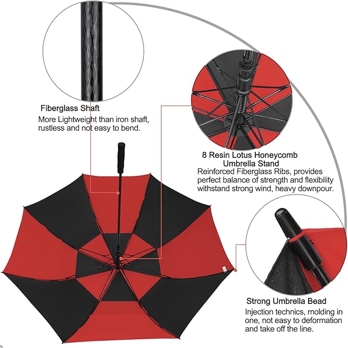 G4Free 47/54/62/68/72 Inch Automatic Open Golf Umbrella Oversize Extra Large Double Canopy Vented Windproof Waterproof Stick Umbrellas
