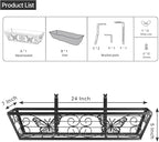 6 Pack 24 Inch Window Boxes Planters Railing Planter Box with Adjustable Brackets for Porch Fence Patio Balcony Hanging Flower Baskets with Woven Fabric for Outdoor Garden Decor - Black