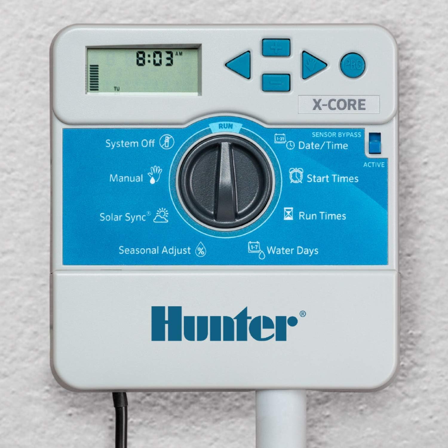 Hunter X-Core XC800i Indoor Sprinkler Timer, 8 Zone Irrigation Controller | Indoor 8 station irrigation controller with easy programming, manual controls, seasonal adjust, and standard dial operation