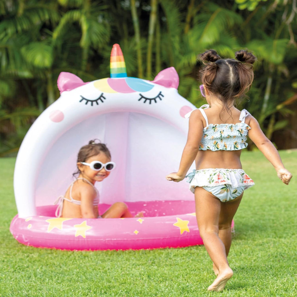 Intex 58438 Unicornium Inflatable Pool with Inflatable Ceiling and Floor, Baby Pool, Measures 40" in Diameter and 40" high, Includes Repair Patch, 45 Liter Capacity.