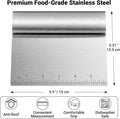 Bench Scraper Kitchen & Dough Scraper Tool - Stainless Steel Multi-Purpose Scraper & Chopper with Laser-Etched Metric Scale - Heavy Duty Pastry Cutter & Griddle Tool for Bread, Pizza & Baking