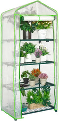 4-tier mini greenhouse shelves with white pe cover, main product view