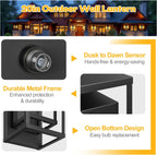 20in Large Outdoor Wall Light Dusk to Dawn Sconce Exterior Lighting Fixture | Waterproof, Black Modern Metal, Anti-Rust, E26 Socket, Outside Porch Lights, Lantern for Entryway Patio, House Garage, 2 Pack