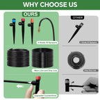 250FT Drip Irrigation System for Garden with 38pcs Adjustable Copper Nozzles & Emitters, Automatic Garden Watering System with 1/2" & 1/4" Tubing for Raised Bed, Yard, Greenhouse, Potted Plants, Lawn