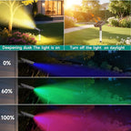 RGB Solar Spot Lights : 2 IN 1 Solar Lights Outdoor with 8 Lighting Modes & PC Light Guide Column for Tree Garden Yard Pathway | RGB Color Changing Landscape Lights | IP65 Waterproof | 6 Pack