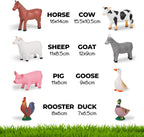 learning minds set of 8 jumbo farm animal, side view