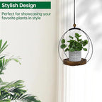 Hanging Planters for Indoor Plants,Plant Hanger with Sturdy Wood Base,Modern Boho Macrame Plant Hanger,Wall Ceiling Window Stands(Plants/Pots Not Included) (1 Pack-Circle)