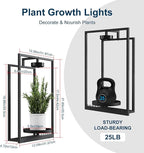 Shineled Wall Plant Holder, Indoor Plants Holders with Remote Grow Lights, Plant Shelves Hanging Planters, Framed Plants Holder for Living Room, 2 Pack