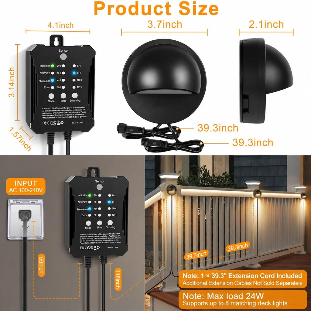 low voltage led deck lights kit with plug-in, close-up detail