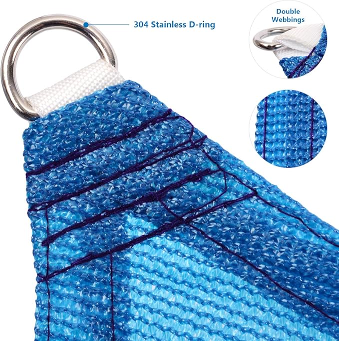 Eden's Decor Straight Flat-Edged Sun Shade Sail Rectangular 5' x 6' Blue UV-Blocking Outdoor Canopy Fabric Cloth Awning for Pergola Patio Garden Backyard Custom Size