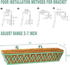 4 Pack 30 Inch Window Boxes Planters Railing Planter Box with Adjustable Brackets for Porch Fence Patio Balcony Hanging Flower Baskets with Coco Liners for Outdoor Garden Decor - Green