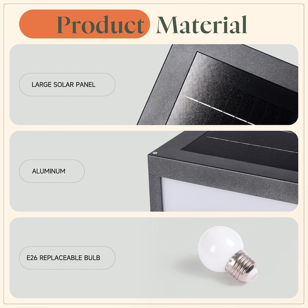 Solar Post Lights Outdoor 12x12, Square Solar Pillar Lights Outdoor | 11.8'' Column Light Waterproof, Dusk to Dawn Extra Large Pillar Light, Modern Column Lamp Fixture for Entrance Driveway Fence