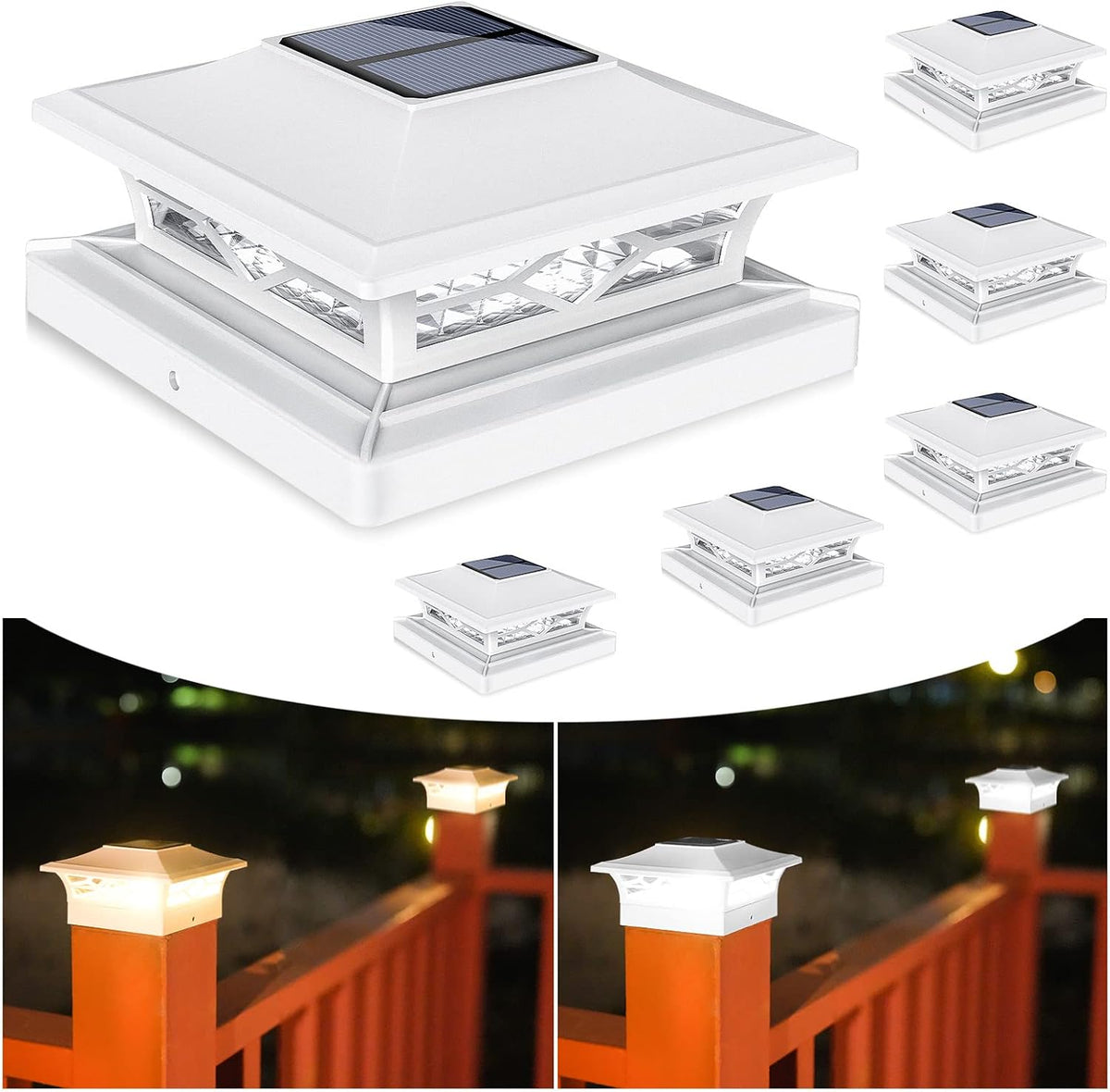 volisun 6pack solar post cap lights, 2 color, main product view