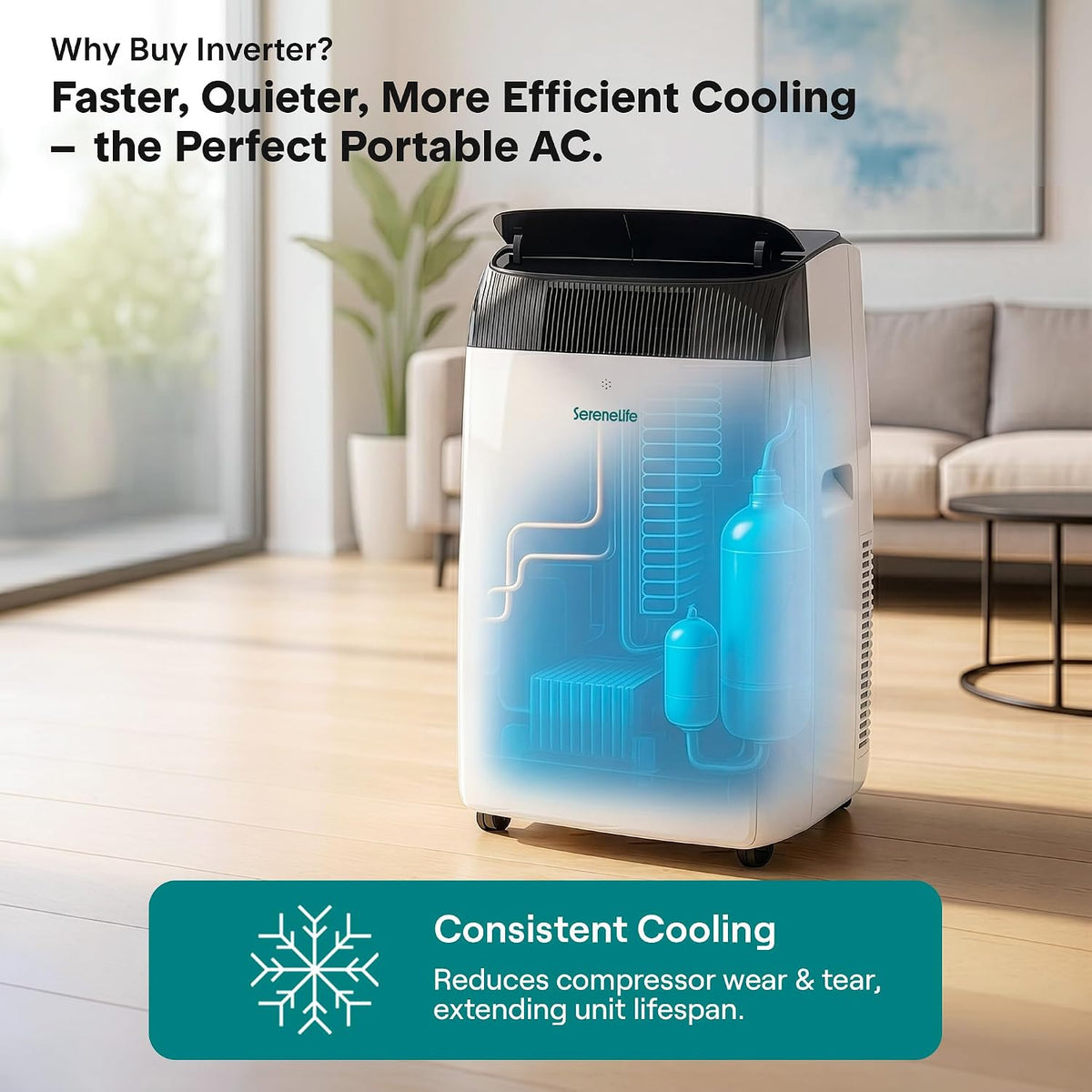 serenelife portable air conditioner with heat & built-in, package contents