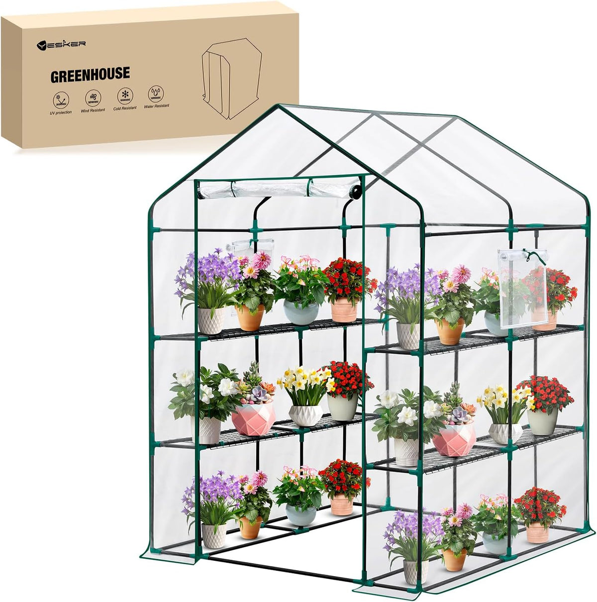 yesker greenhouse 57.5"x57"x77" walk in green house, main product view