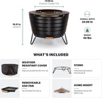 tiki patio 25-inch smokeless outdoor wood burning fire shown in use