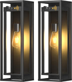 20in Large Outdoor Wall Light Dusk to Dawn Sconce Exterior Lighting Fixture | Waterproof, Black Modern Metal, Anti-Rust, E26 Socket, Outside Porch Lights, Lantern for Entryway Patio, House Garage, 2 Pack