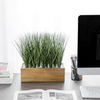 mygift 12 in acacia wood rectangle planter box, side view