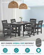 SERWALL Outdoor Dining Table Set, 67‘’ HDPE Patio Dining Set for 4, All-Weather Outdoor Table and Chairs Set for Deck, Grey