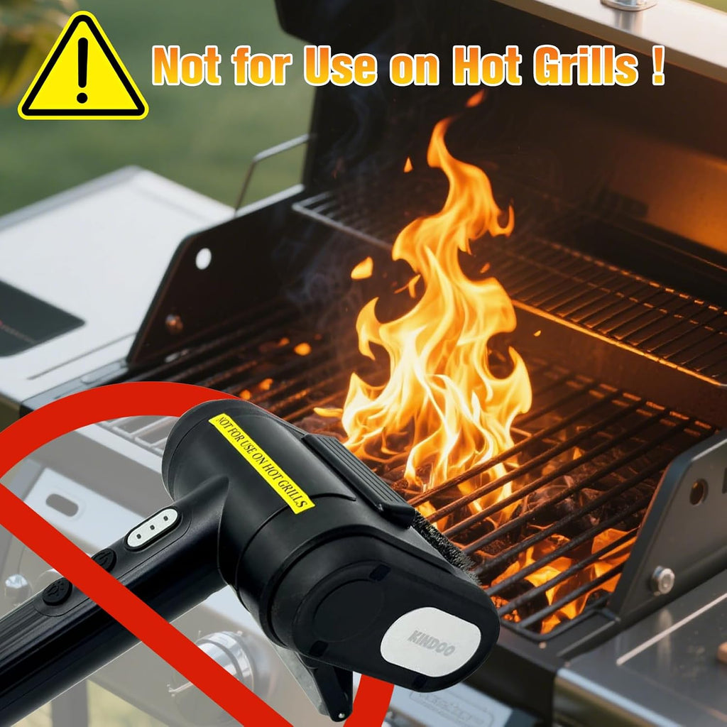 Electric Grill Brush Bristle for Outdoor, Grill Cleaning Brush Rechargeable BBQ Cleaner Brush Head,Safe Grill Brush with Scraper for Cast Iron Stainless-Steel Grates,Black