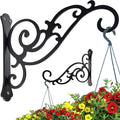 Hanging Planter Hooks 8-Inch 2 Pcs,Outdoor Hanging Brackets Wall Hook Heavy Duty Brackets,Black Iron Planters Hook Indoor/Outdoor Planter Hanger Brackets