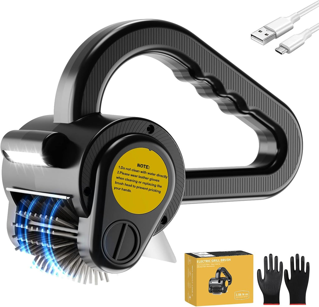 Electric Grill Brush for Outdoor Grill - 4400mAh Rechargeable BBQ Grill Cleaner with LED Light/Screen,150-Min Runtime Cordless Grill Cleaning Brush for Barbecue Grates, No Bristle Shedding