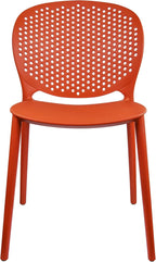 2xhome Set of 4 Patio Dining Chairs | Modern Stackable Outdoor Pool Side Chair | Weather Resistant Plastic for Yard, Porch, Balcony, Kitchen, Orange