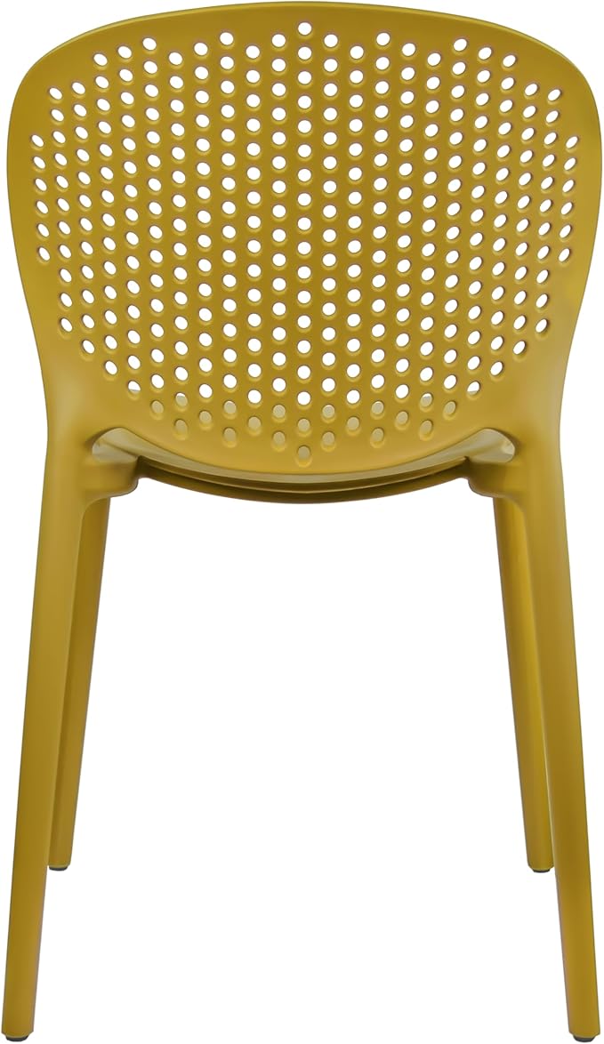 2xhome Patio Dining Chair | Modern Stackable Outdoor Pool Side Chair | Weather Resistant Plastic for Yard, Porch, Balcony, Kitchen, Yellow, Single, Set of 1