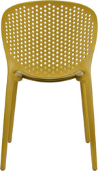 2xhome Set of 4 Patio Dining Chairs | Modern Stackable Outdoor Pool Side Chair | Weather Resistant Plastic for Yard, Porch, Balcony, Kitchen, Yellow
