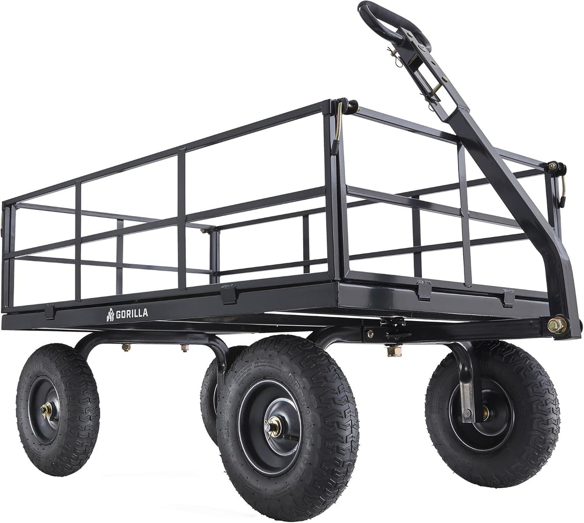 gorilla carts steel utility garden cart, 1200 lb., front angle view